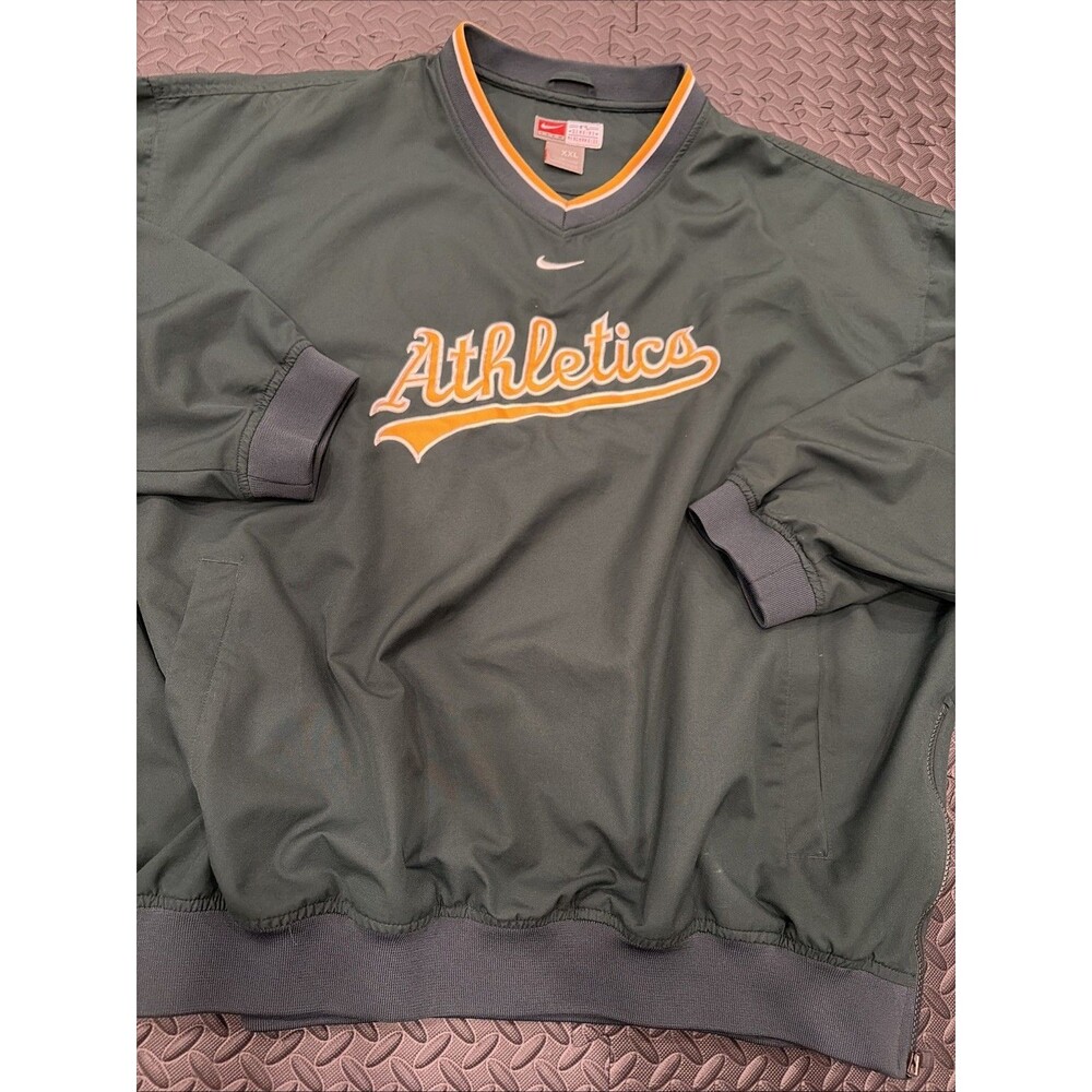 Rare VTG Nike Oakland A's Athletics Pullover Windbreaker Men Sz XXL Side Zipper